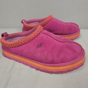 UGG Taz Slippers Size 5 Pink Raspberry Suede Fur Lined Slip On Shoes